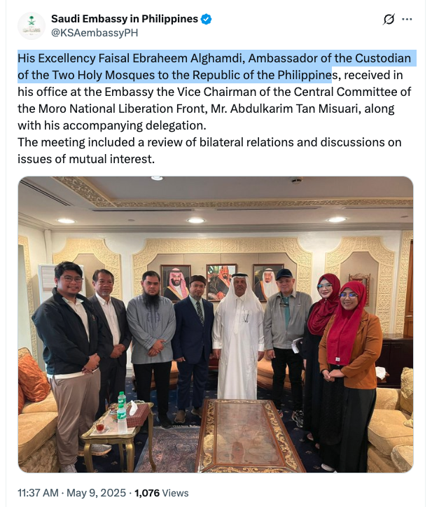 His Excellency Faisal Ebraheem Alghamdi, Ambassador of the Custodian of the Two Holy Mosques to the Republic of the Philippines